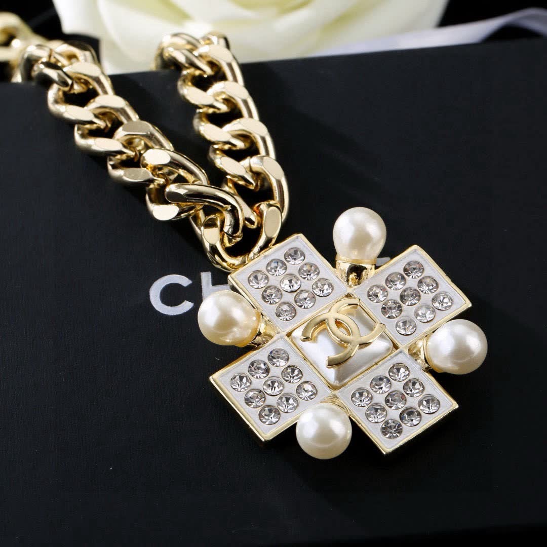 Chanel CC Crystal and Pearl Necklace