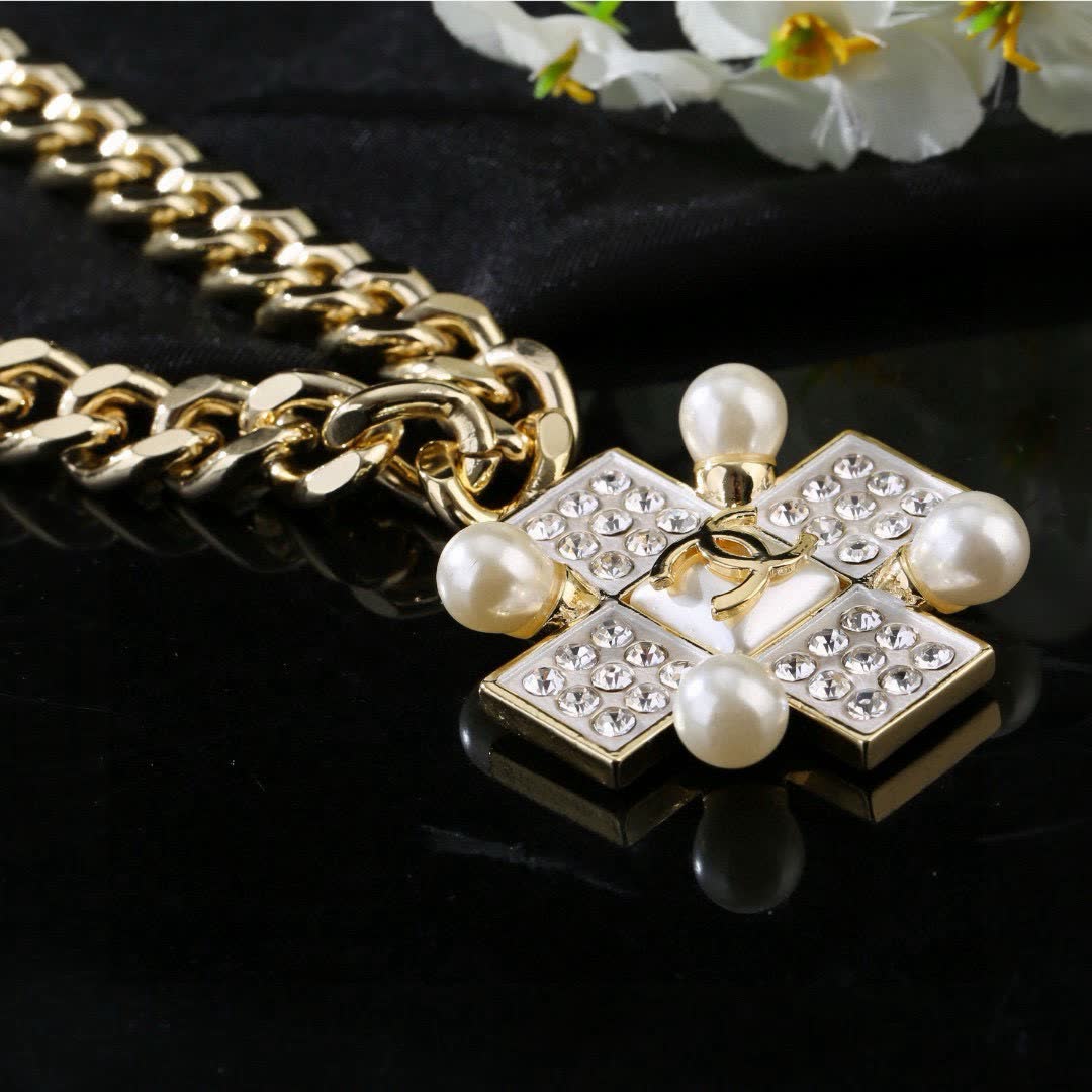 Chanel CC Crystal and Pearl Necklace