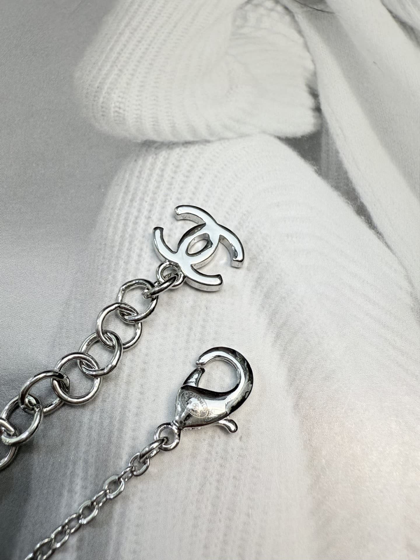 Chanel Silver Necklace with Star and CC Logo Charm