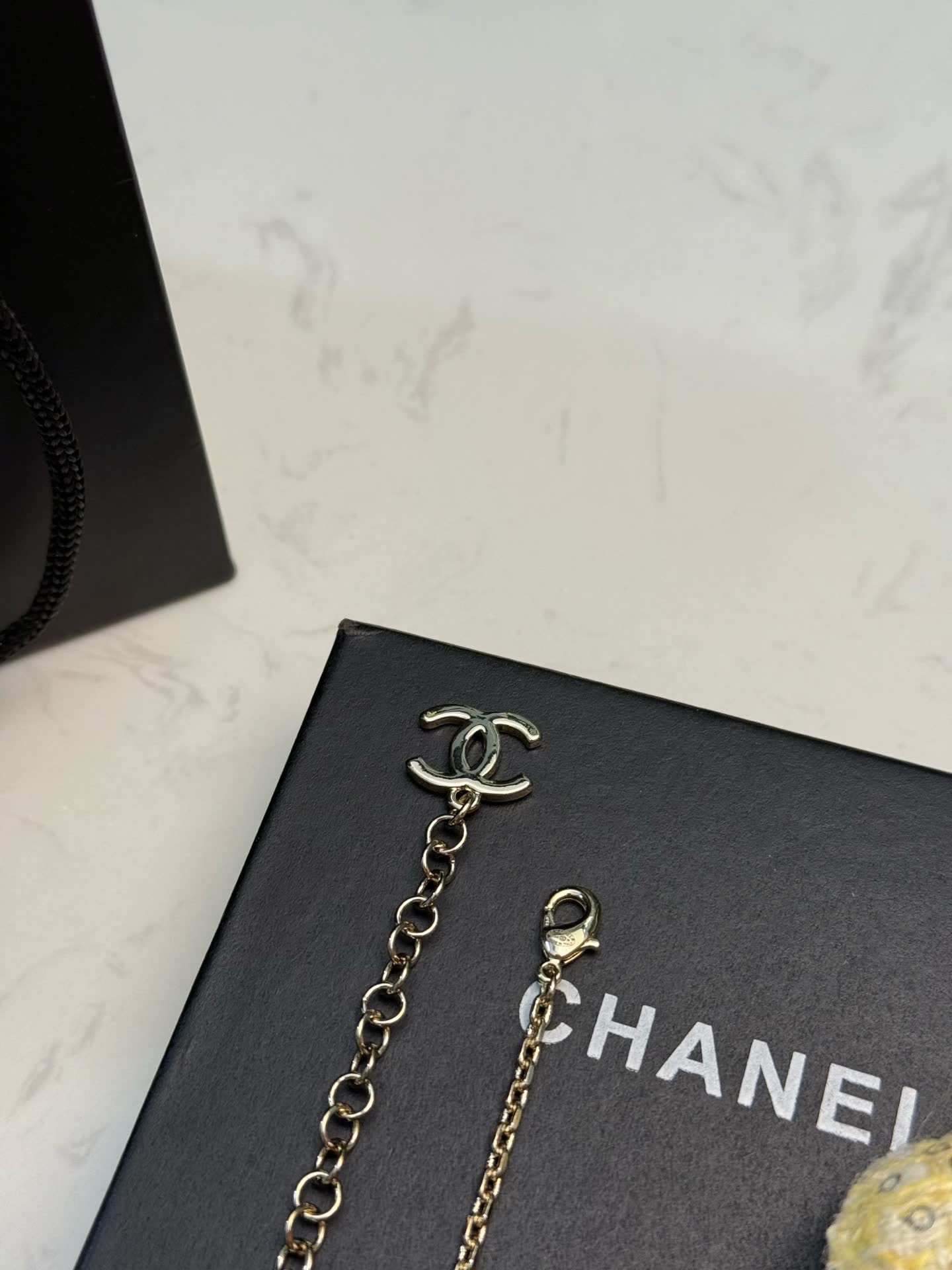 Chanel CC Logo Pearl Charm Necklace