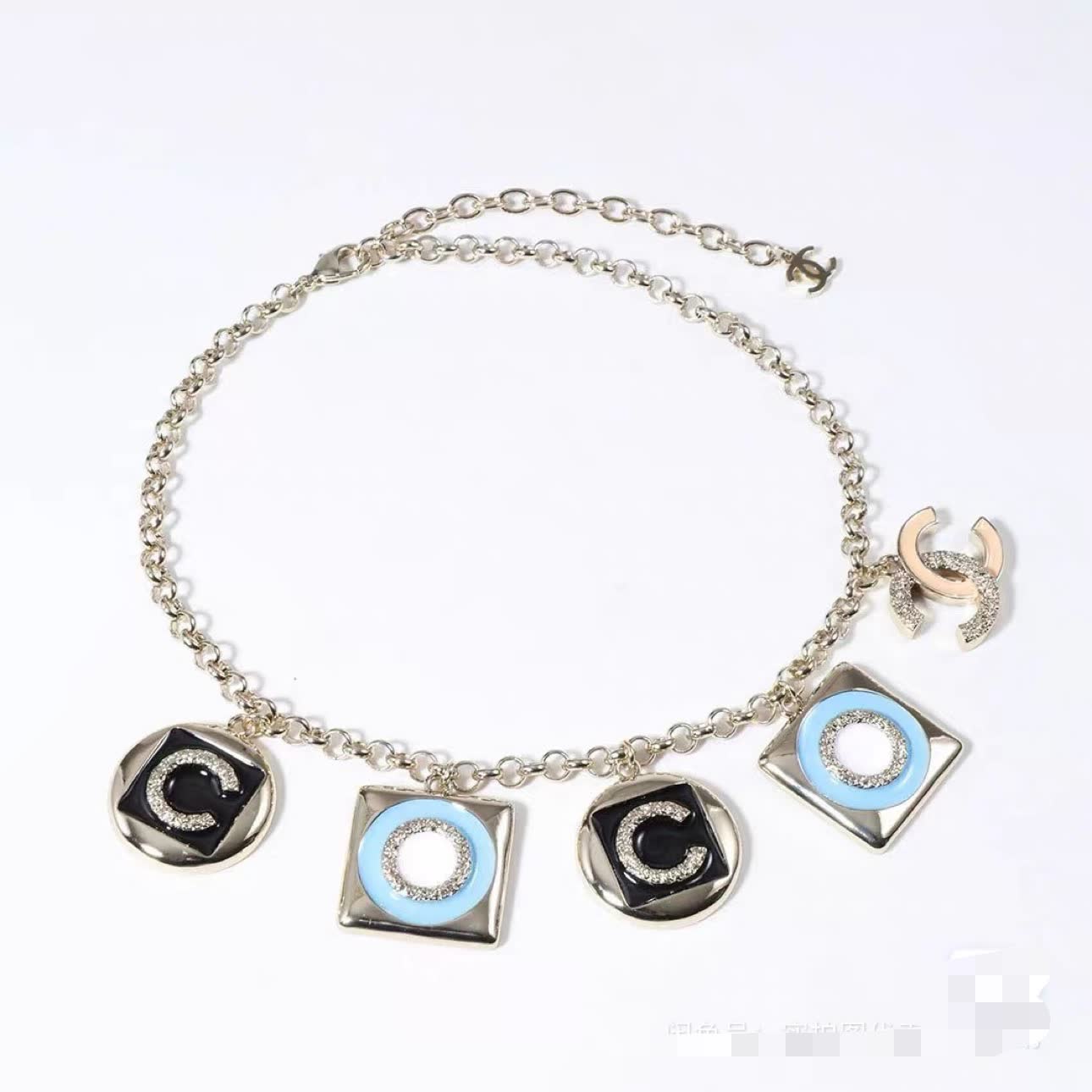 Chanel Charm Necklace with Blue and Black 'C' Charms