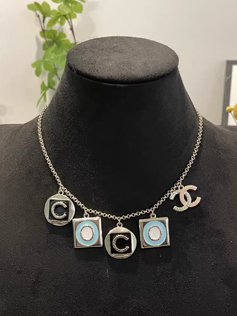 Chanel Charm Necklace with Blue and Black 'C' Charms