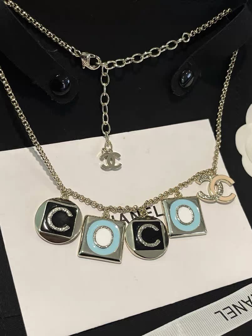 Chanel Charm Necklace with Blue and Black 'C' Charms