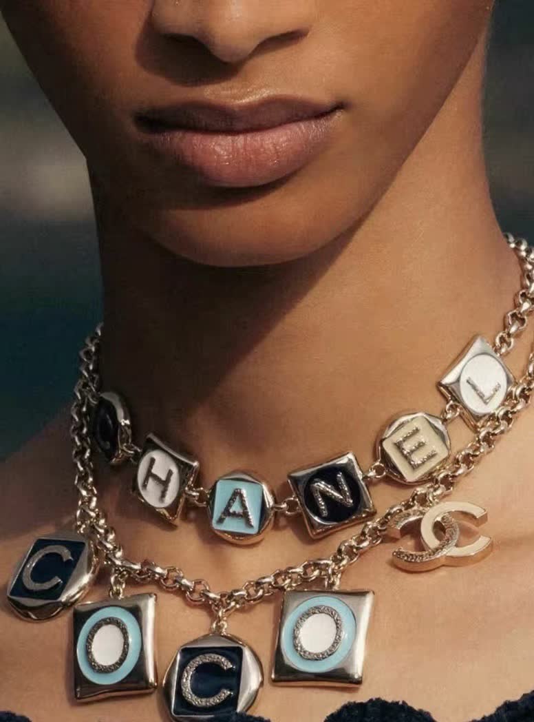Chanel Charm Necklace with Blue and Black 'C' Charms