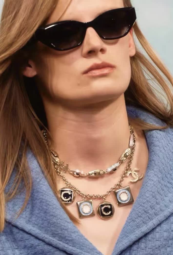 Chanel Charm Necklace with Blue and Black 'C' Charms