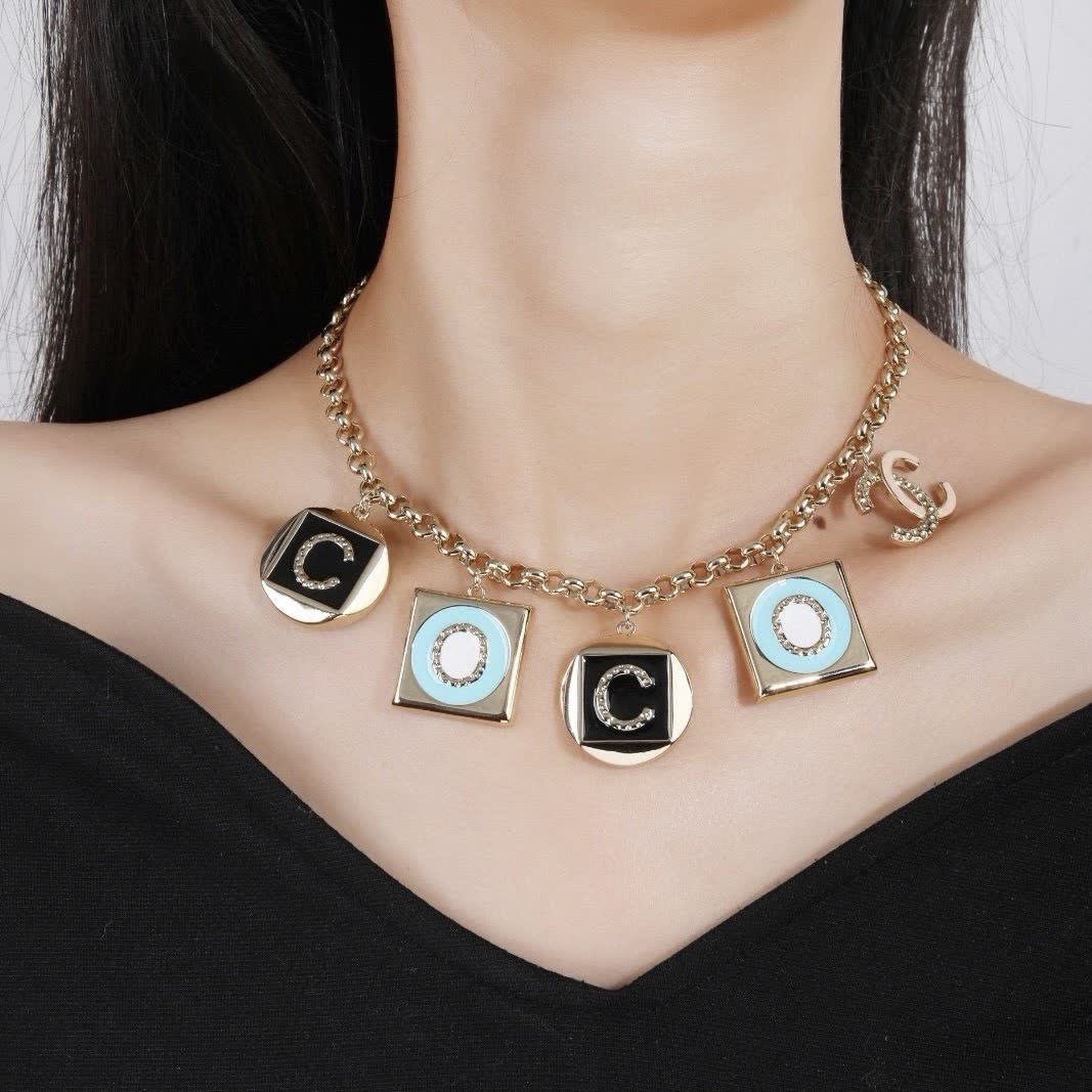 Chanel Charm Necklace with Blue and Black 'C' Charms