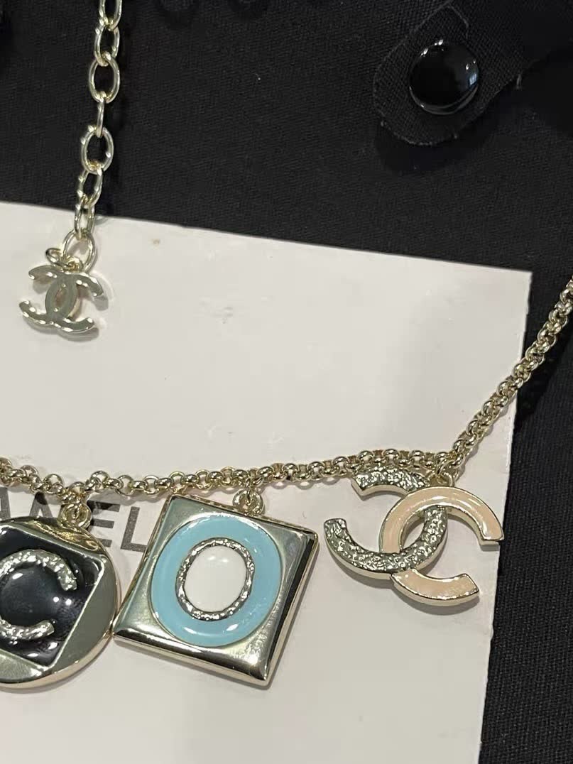 Chanel Charm Necklace with Blue and Black 'C' Charms