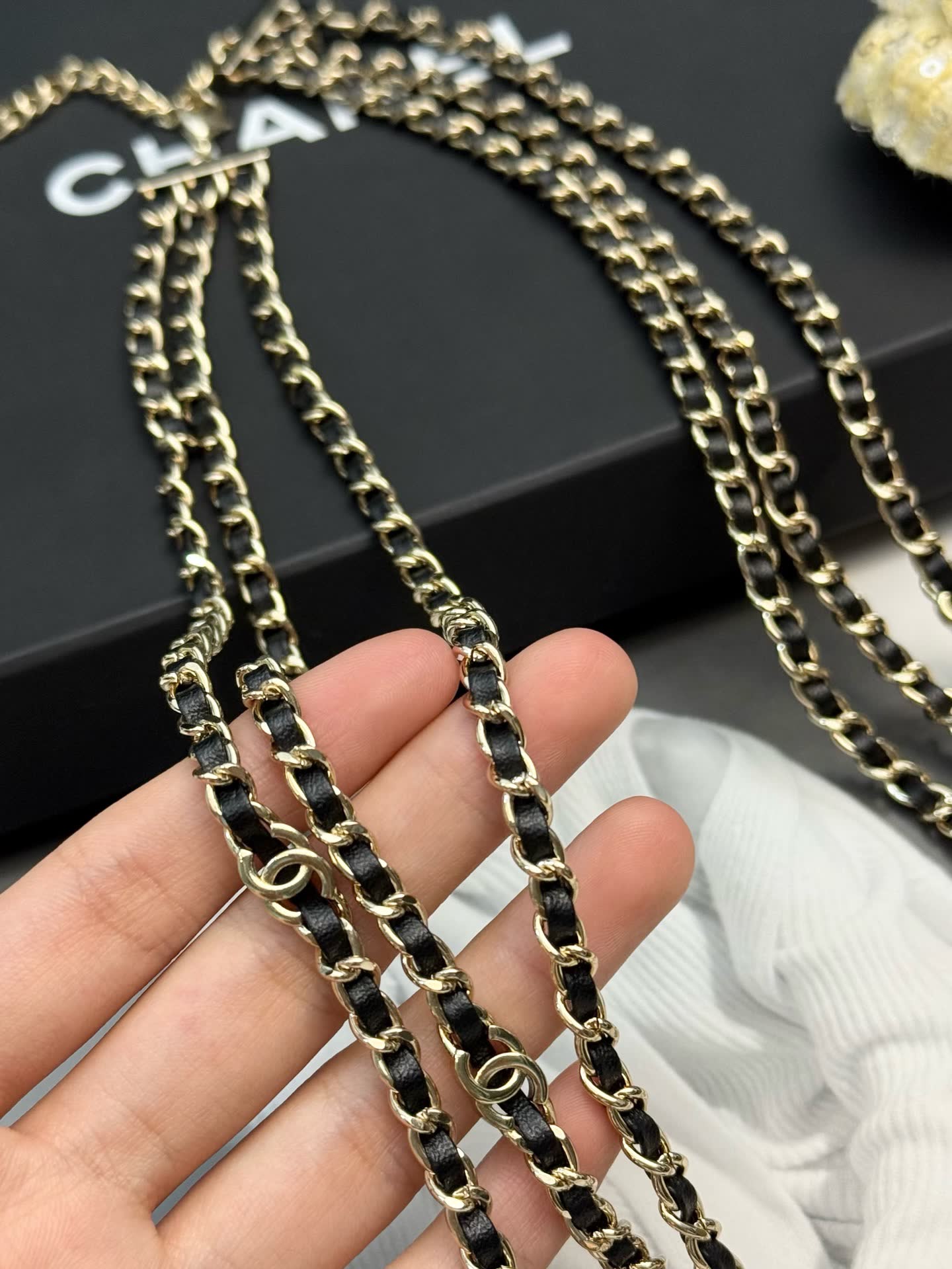 Chanel Triple Chain Necklace with Diamond Pendant