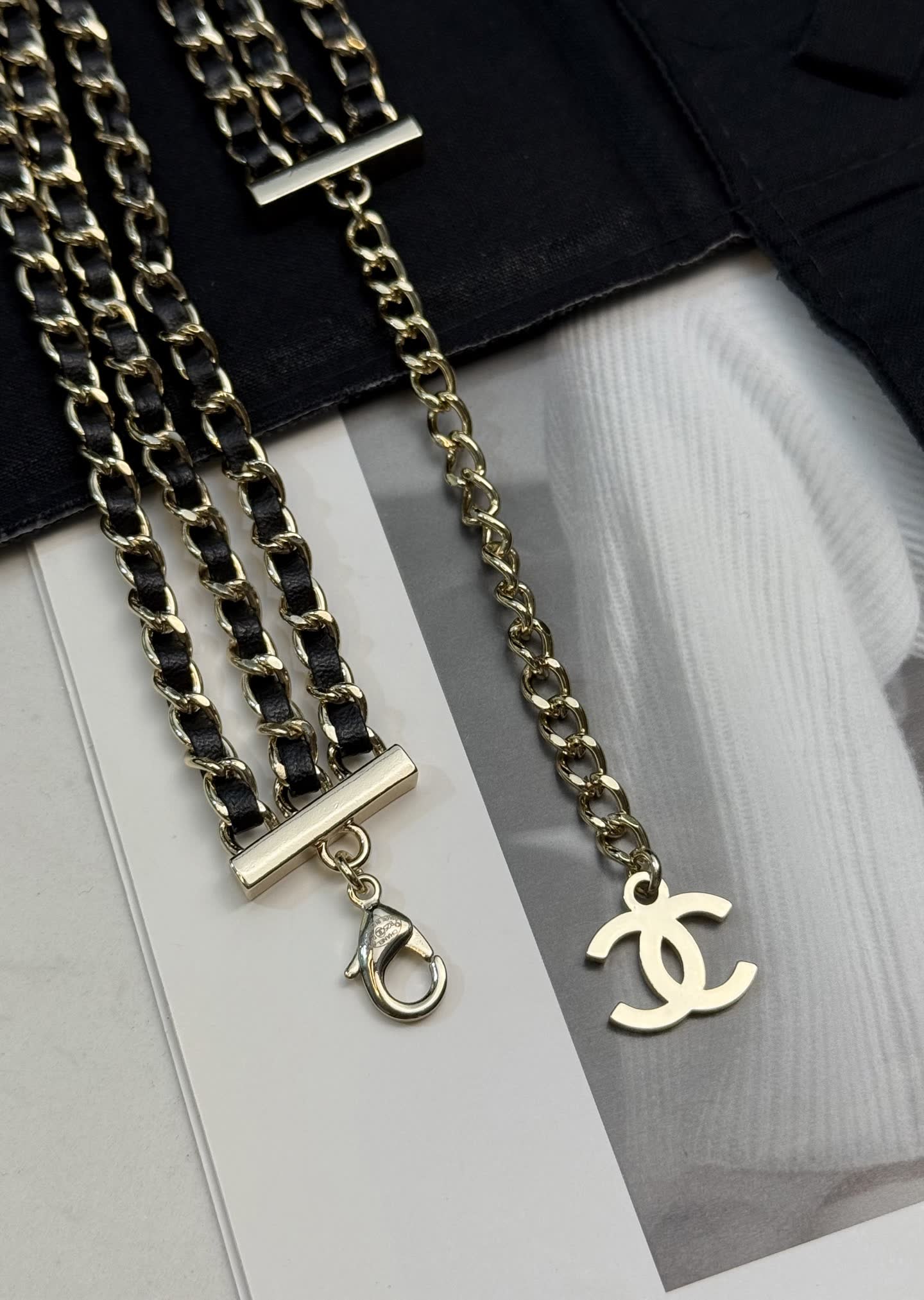 Chanel Triple Chain Necklace with Diamond Pendant