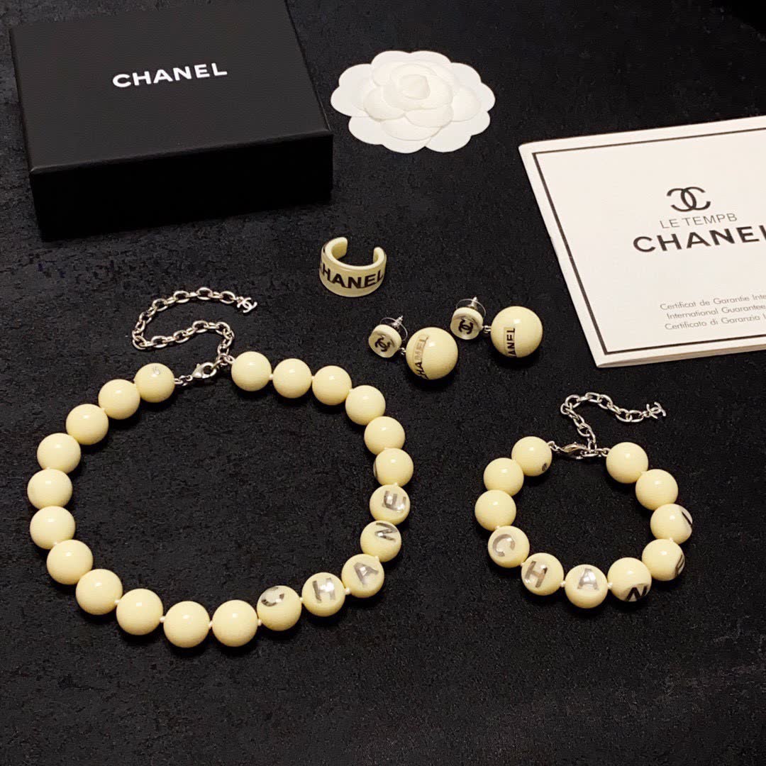 Chanel Beaded Necklace with Crystal Accents