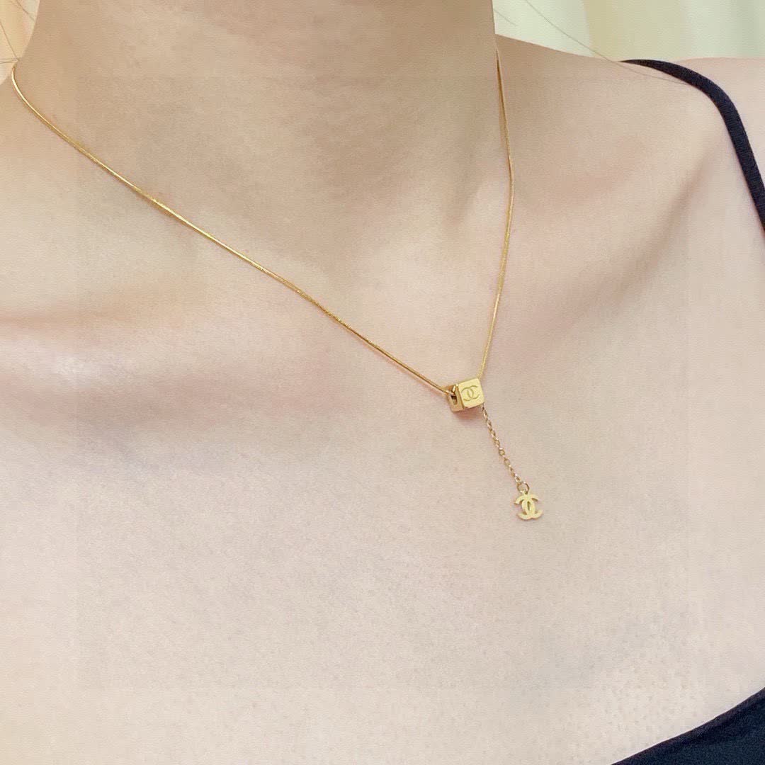 Chanel Gold Chain Necklace with CC Logo