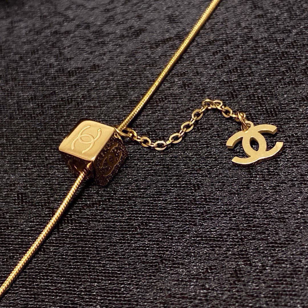 Chanel Gold Chain Necklace with CC Logo