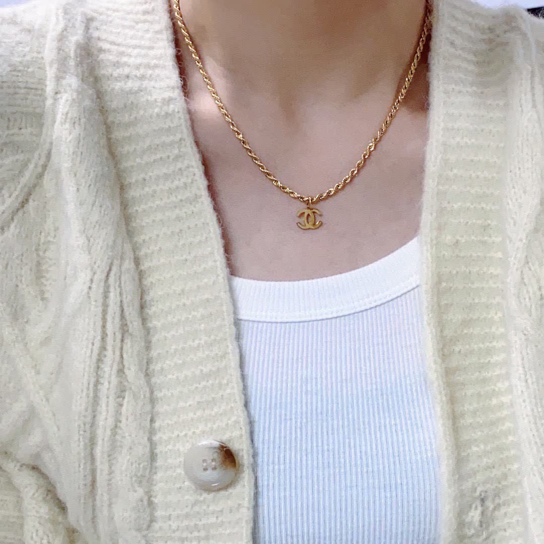 Chanel CC Logo Gold Chain Necklace