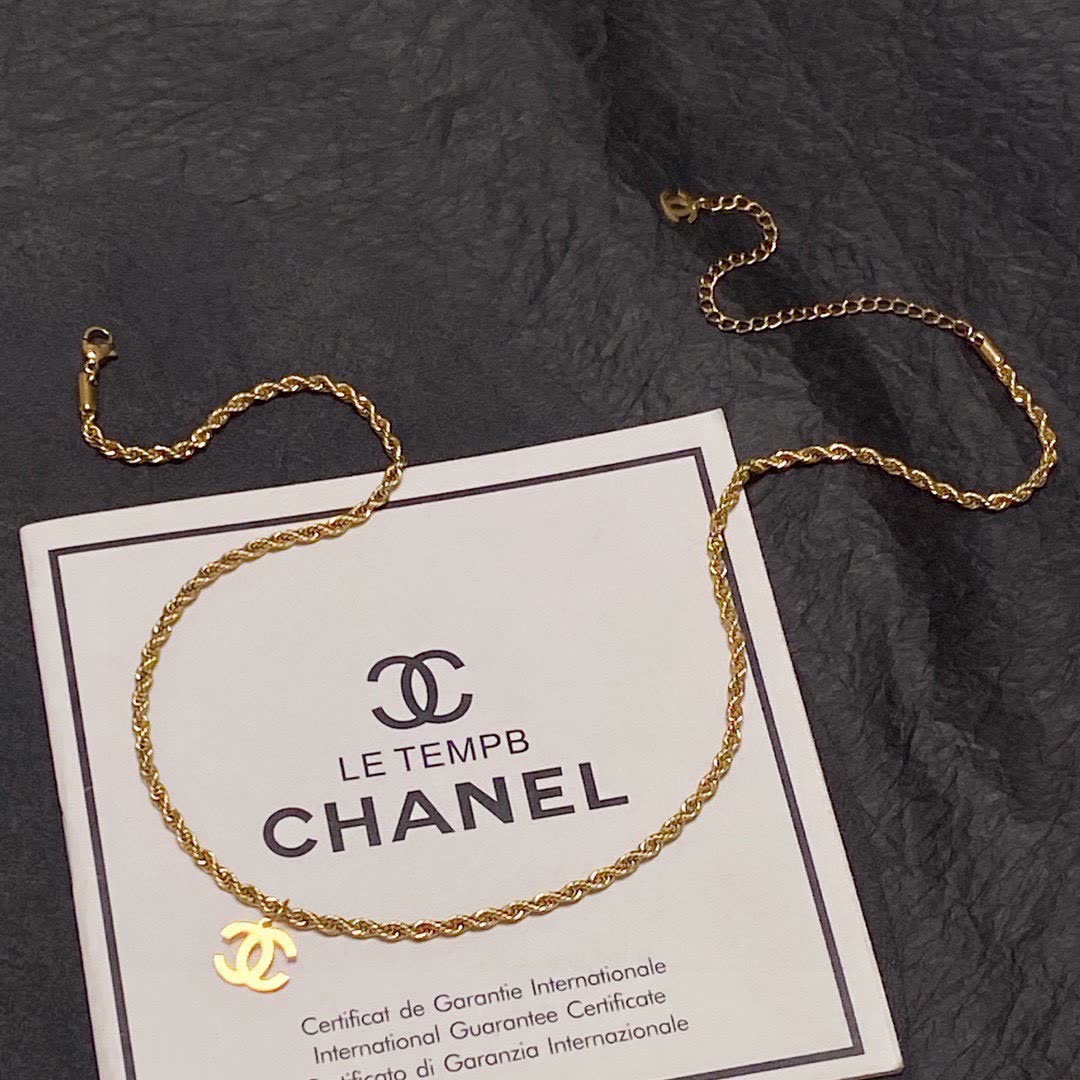 Chanel CC Logo Gold Chain Necklace
