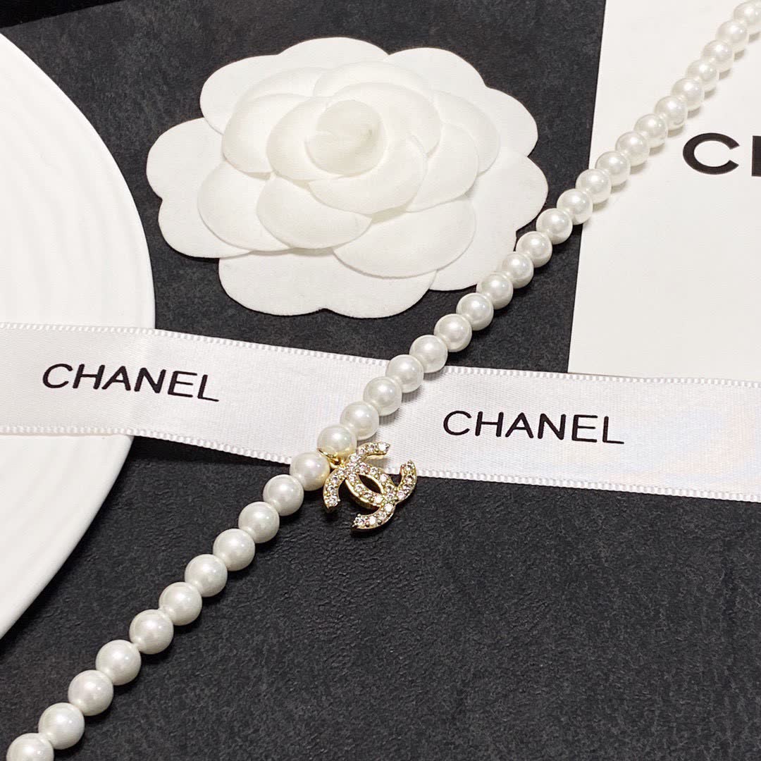 Chanel Pearl Necklace with CC Pendant