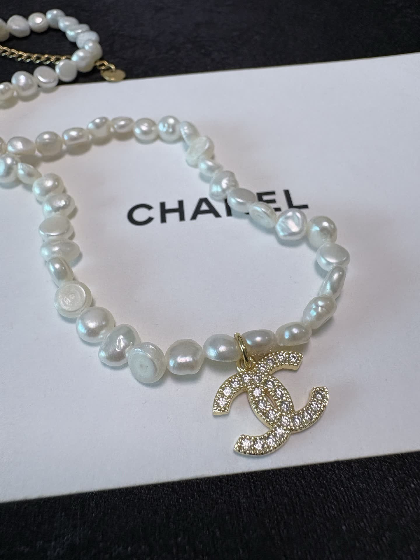 Chanel Pearl Necklace with CC Pendant