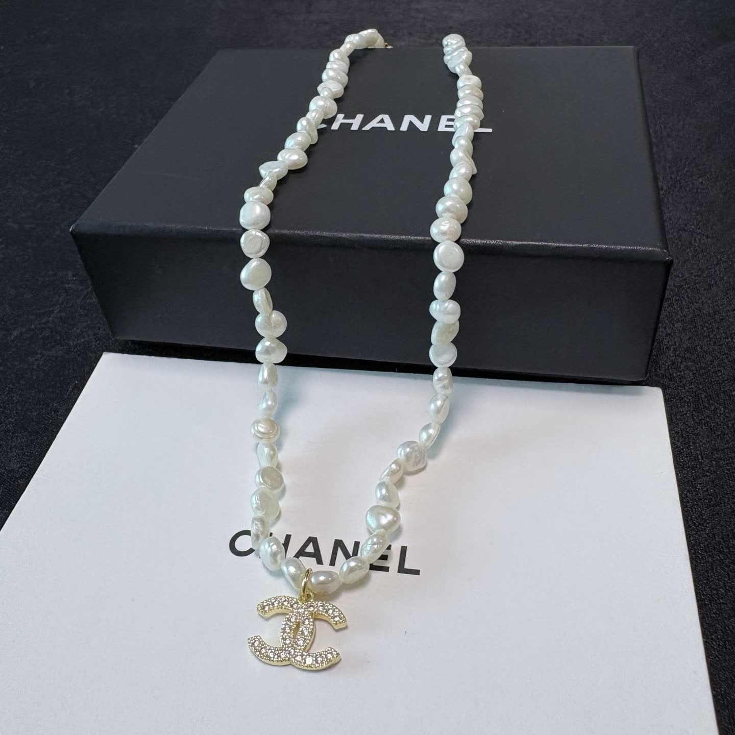 Chanel Pearl Necklace with CC Pendant