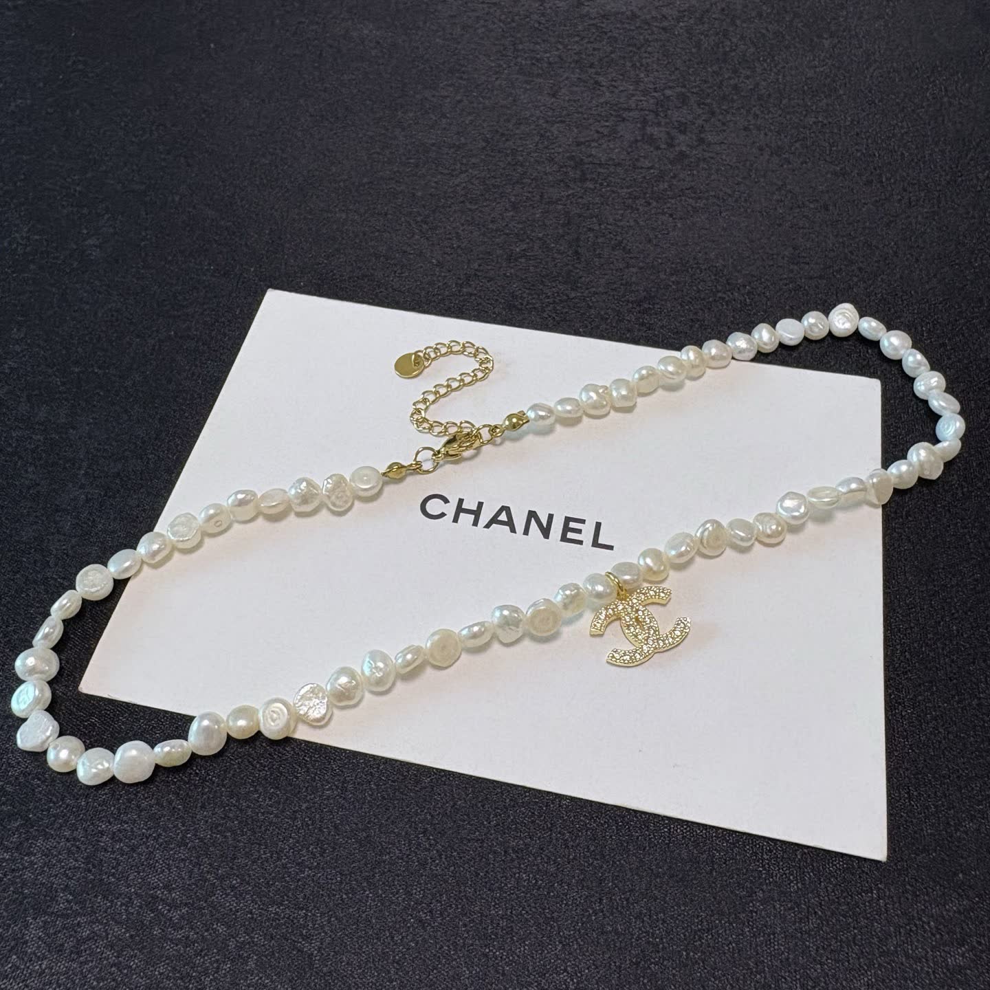 Chanel Pearl Necklace with CC Pendant