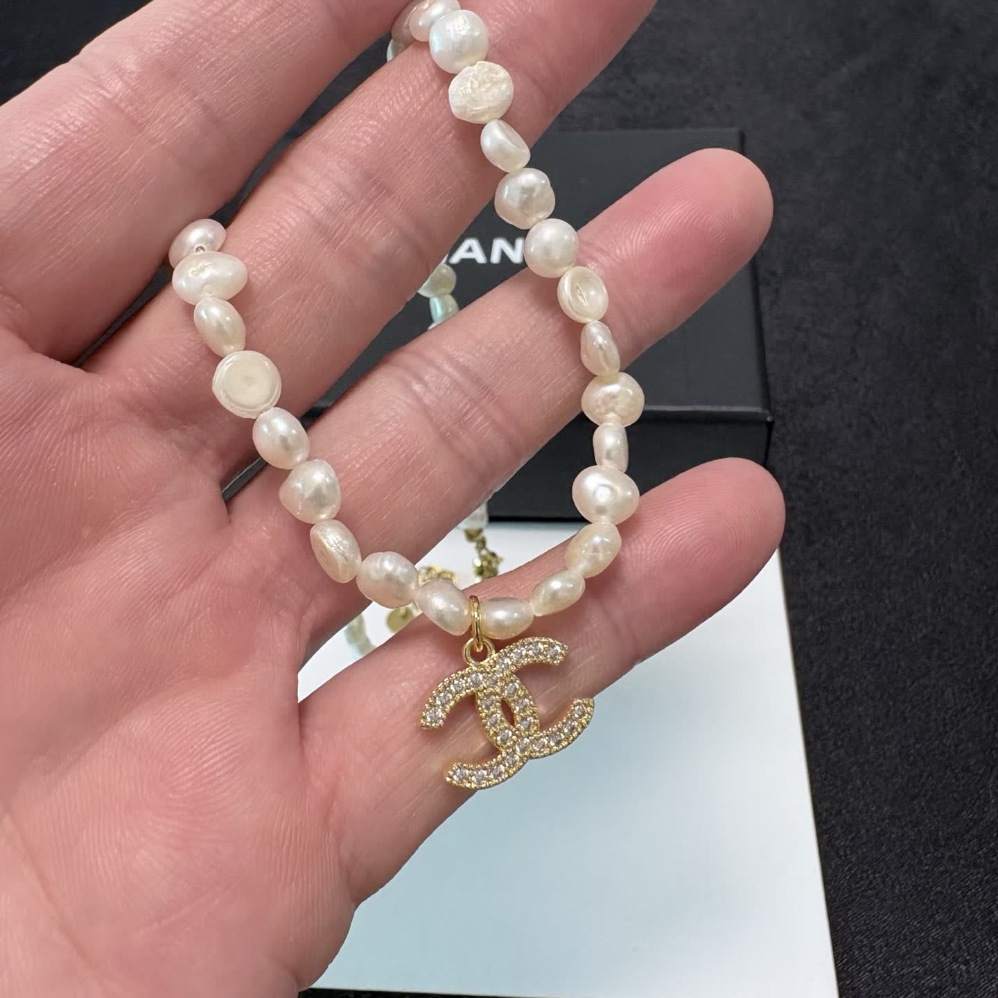Chanel Pearl Necklace with CC Pendant