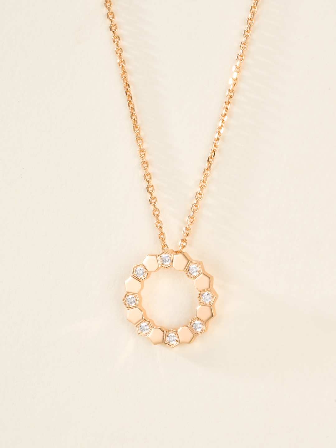 Chaumet Elegant Hexagon Diamond Circle Pendant Necklace