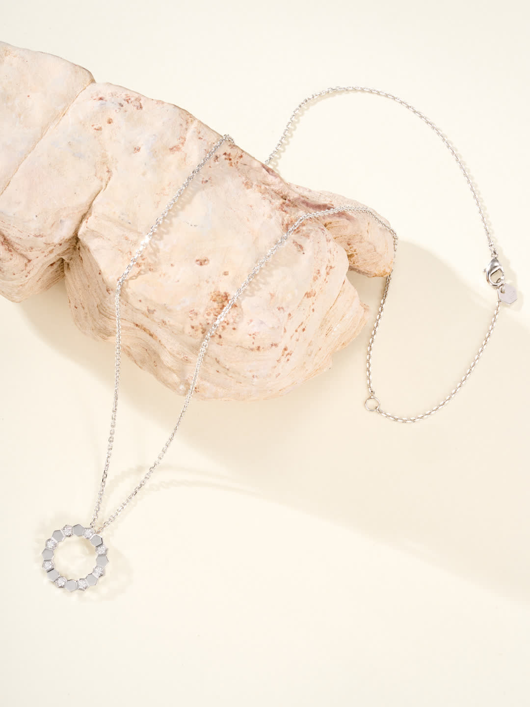 Chaumet Elegant Hexagon Diamond Circle Pendant Necklace