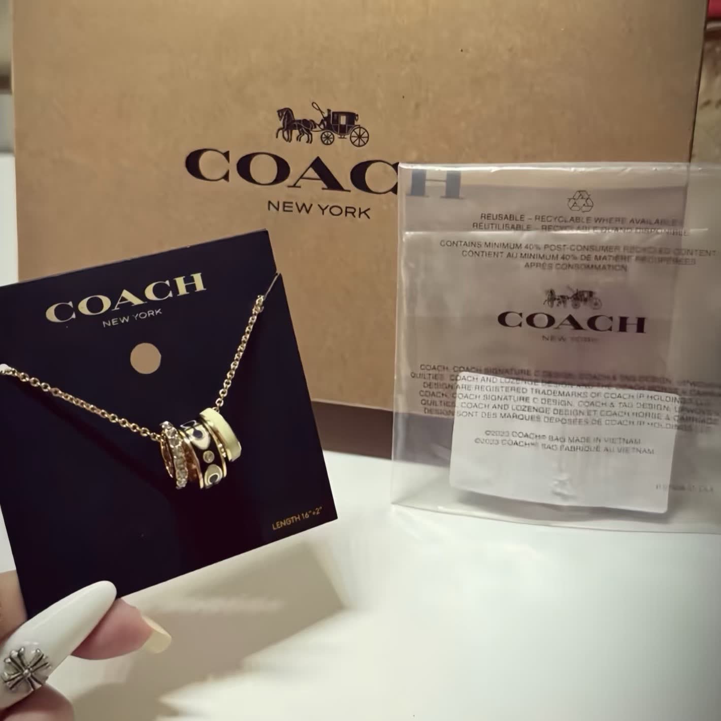 Coach Tiger's Eye Bead Necklace