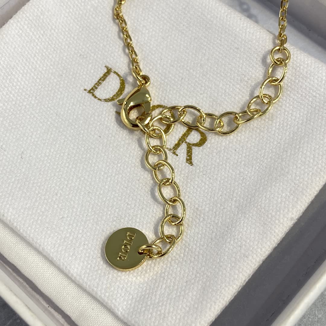 Dior Gold-Plated Heart Necklace with Red Enamel and Pearls