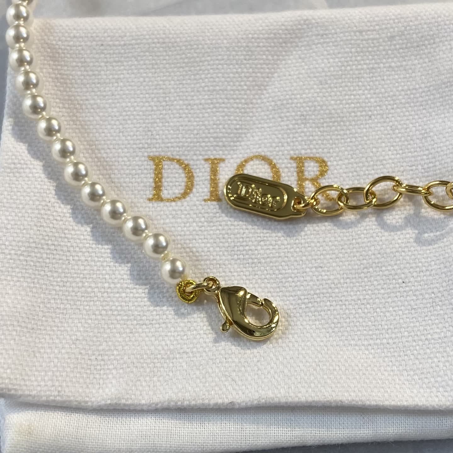 Dior Pearl Necklace with Gold Charm