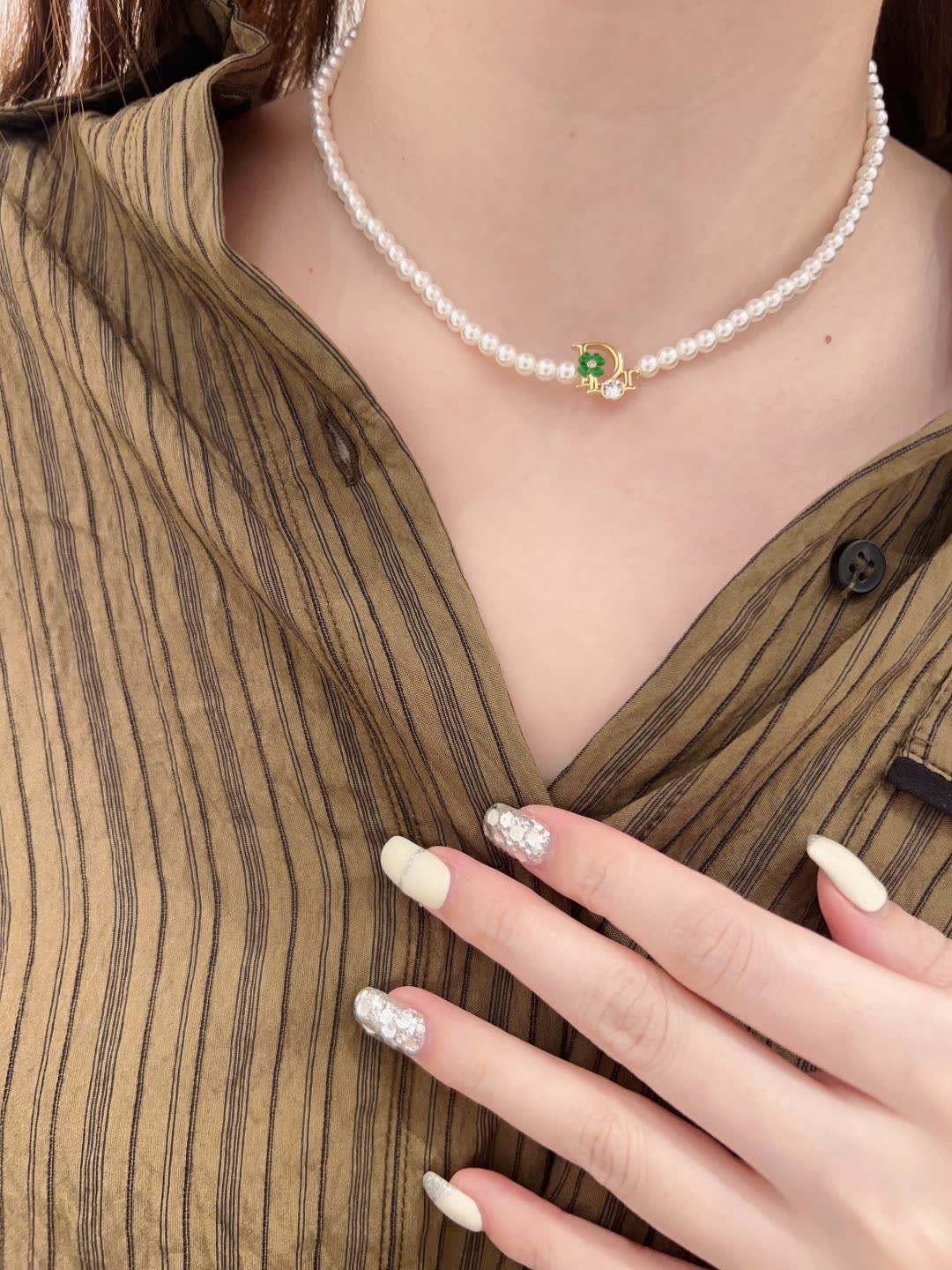Dior Pearl Necklace with Gold Charm