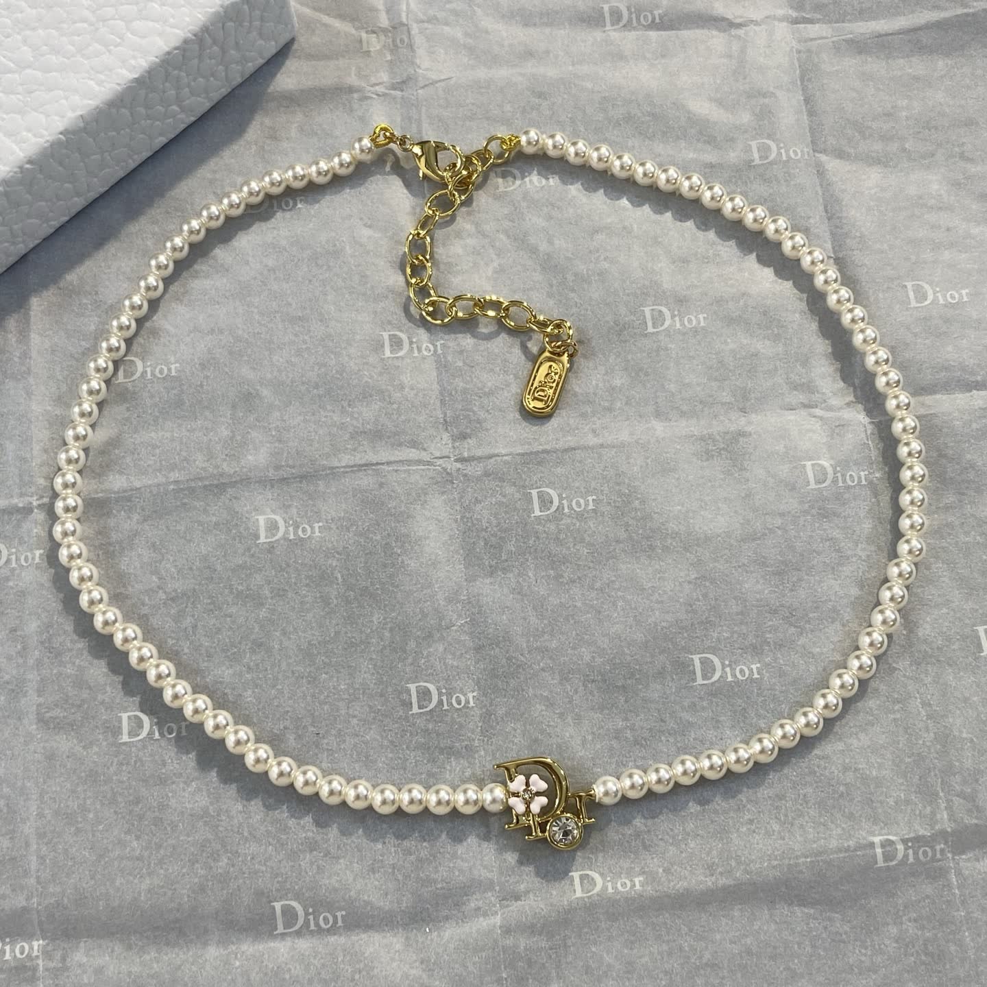 Dior Pearl Necklace with Gold 'D' Charm Dior Pearl Necklace with Gold 'D' Charm