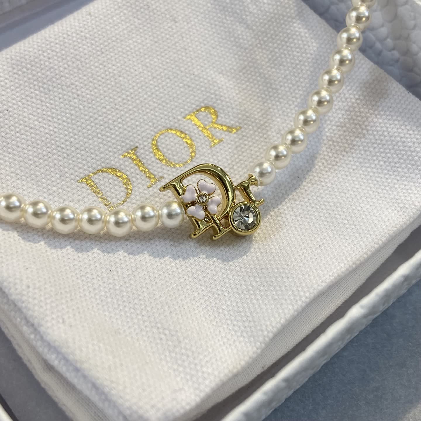 Dior Pearl Necklace with Gold 'D' Charm