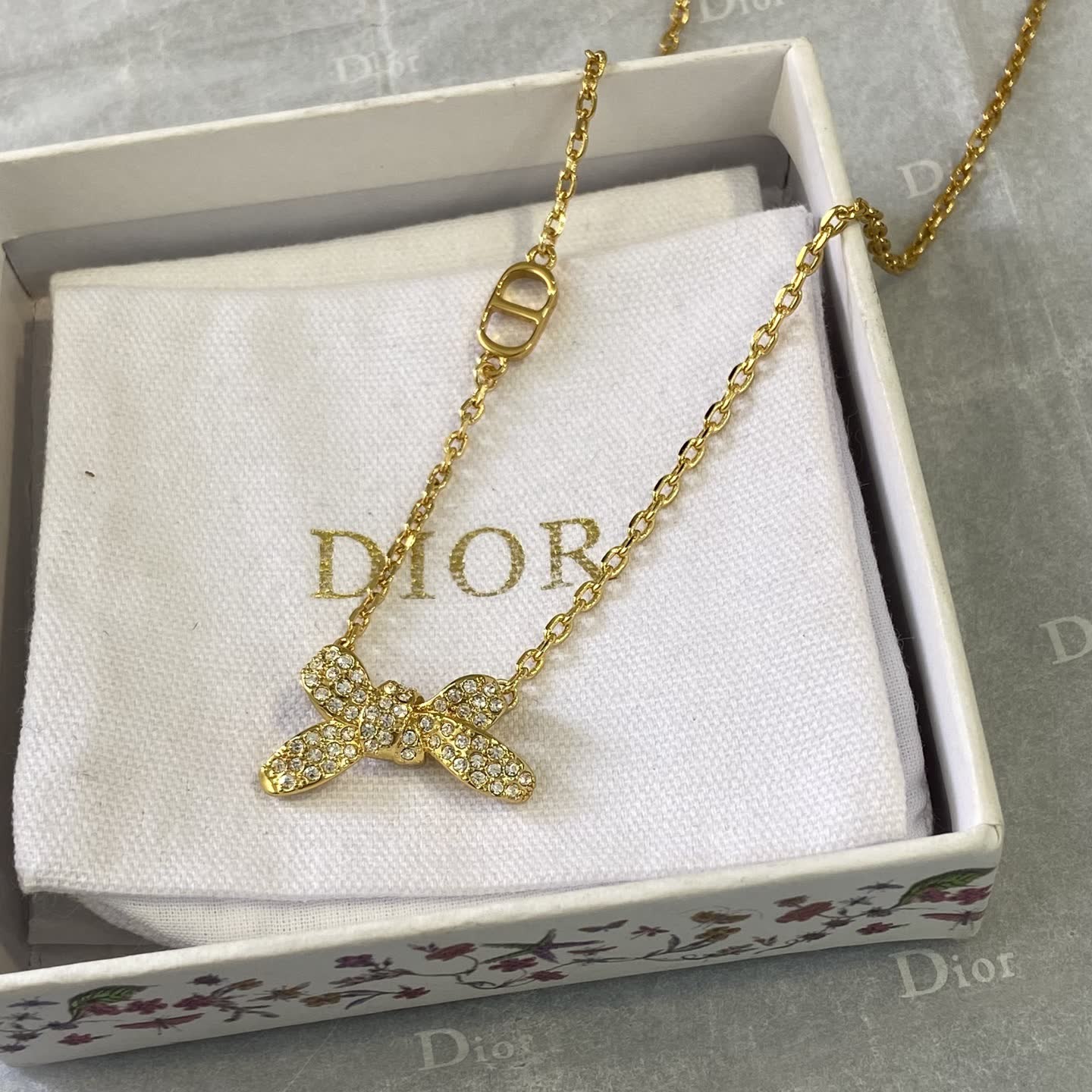 Dior Gold-Tone Crystal Butterfly Necklace Dior Gold-Tone Crystal Butterfly Necklace
