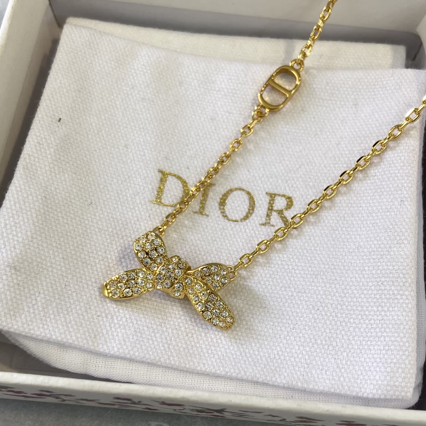 Dior Gold-Tone Crystal Butterfly Necklace