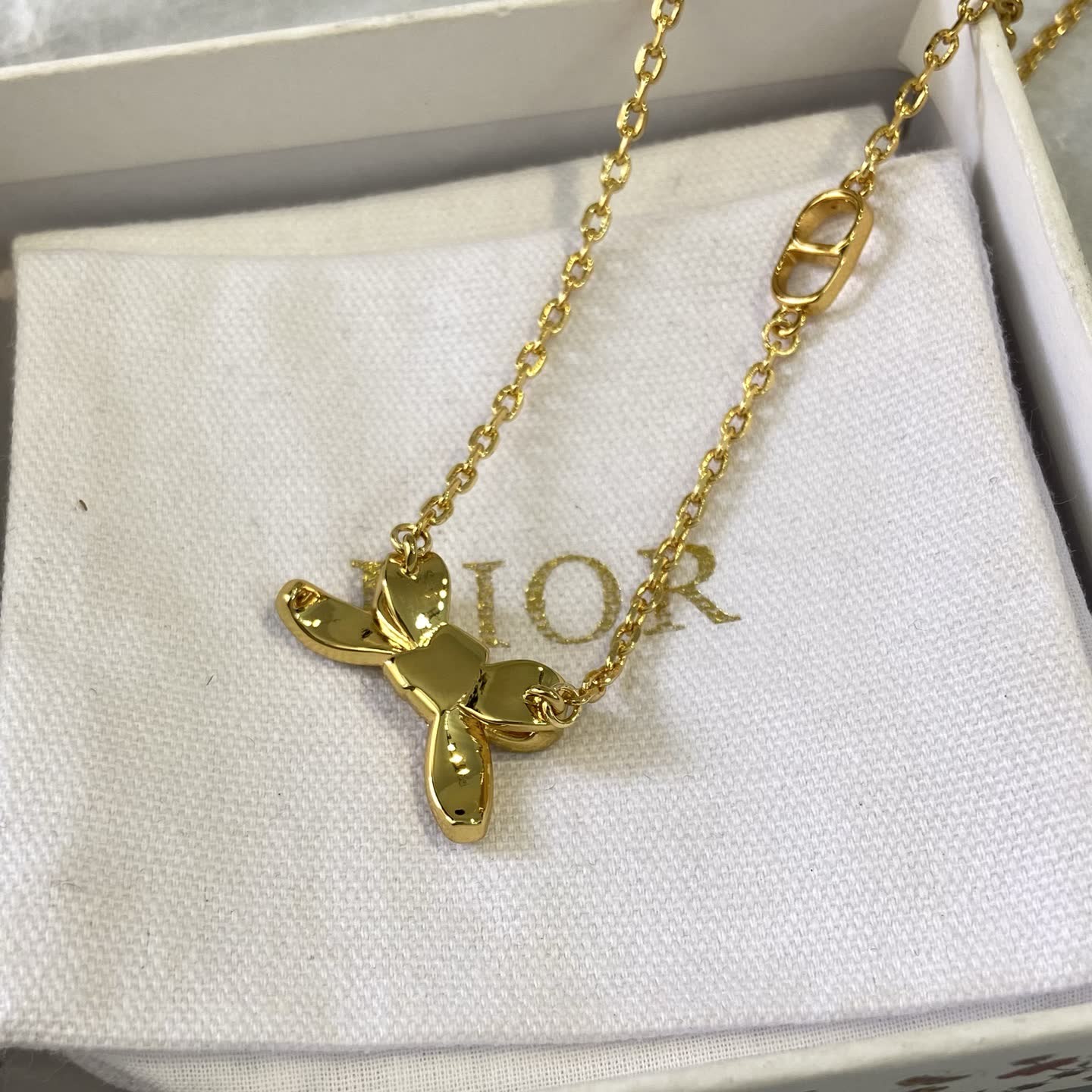 Dior Gold-Tone Crystal Butterfly Necklace
