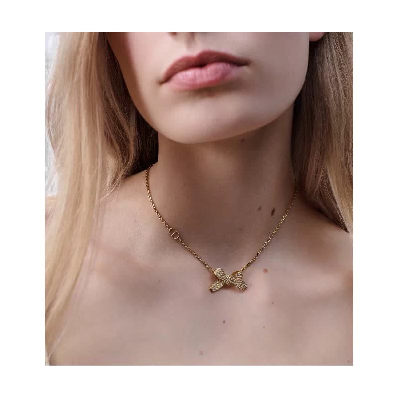 Dior Gold-Tone Crystal Butterfly Necklace