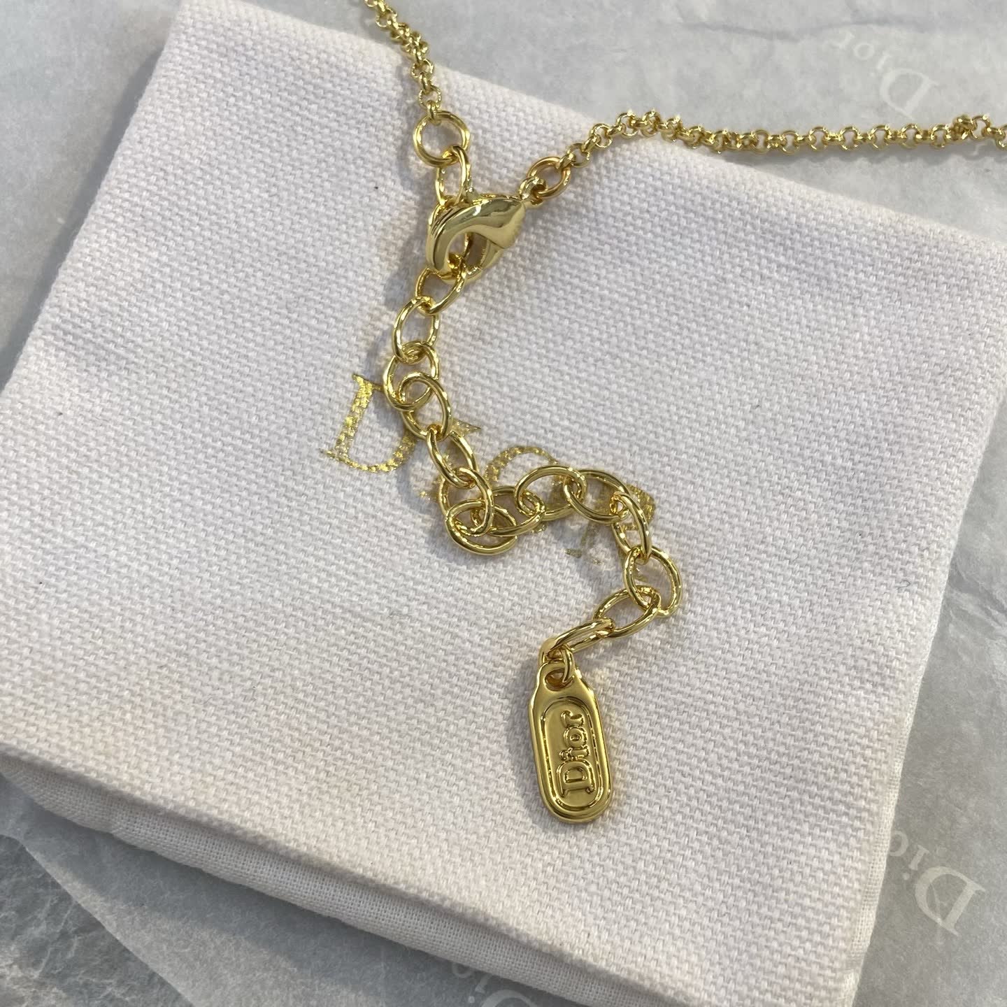 Dior Gold Tone Crystal Flower Necklace