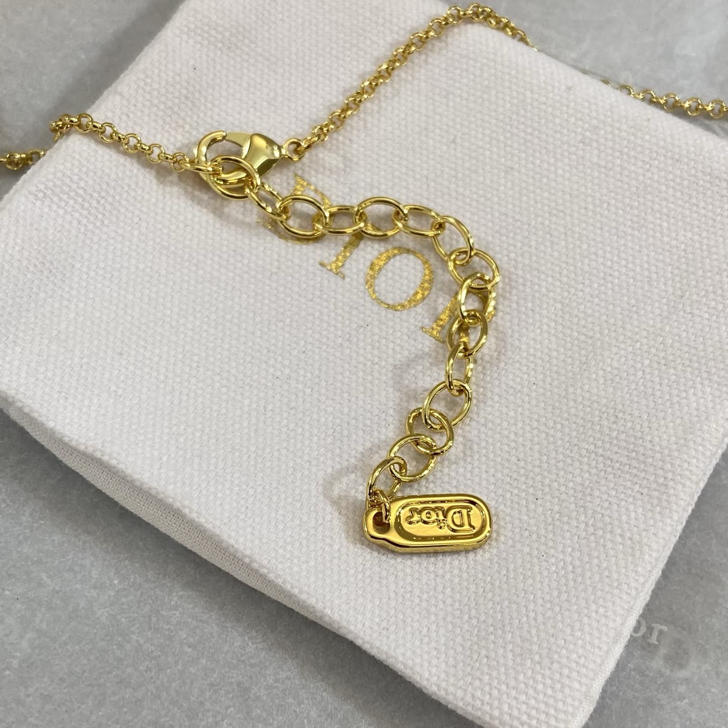 Dior Gold-Plated Necklace with Enamel Flowers and Crystal