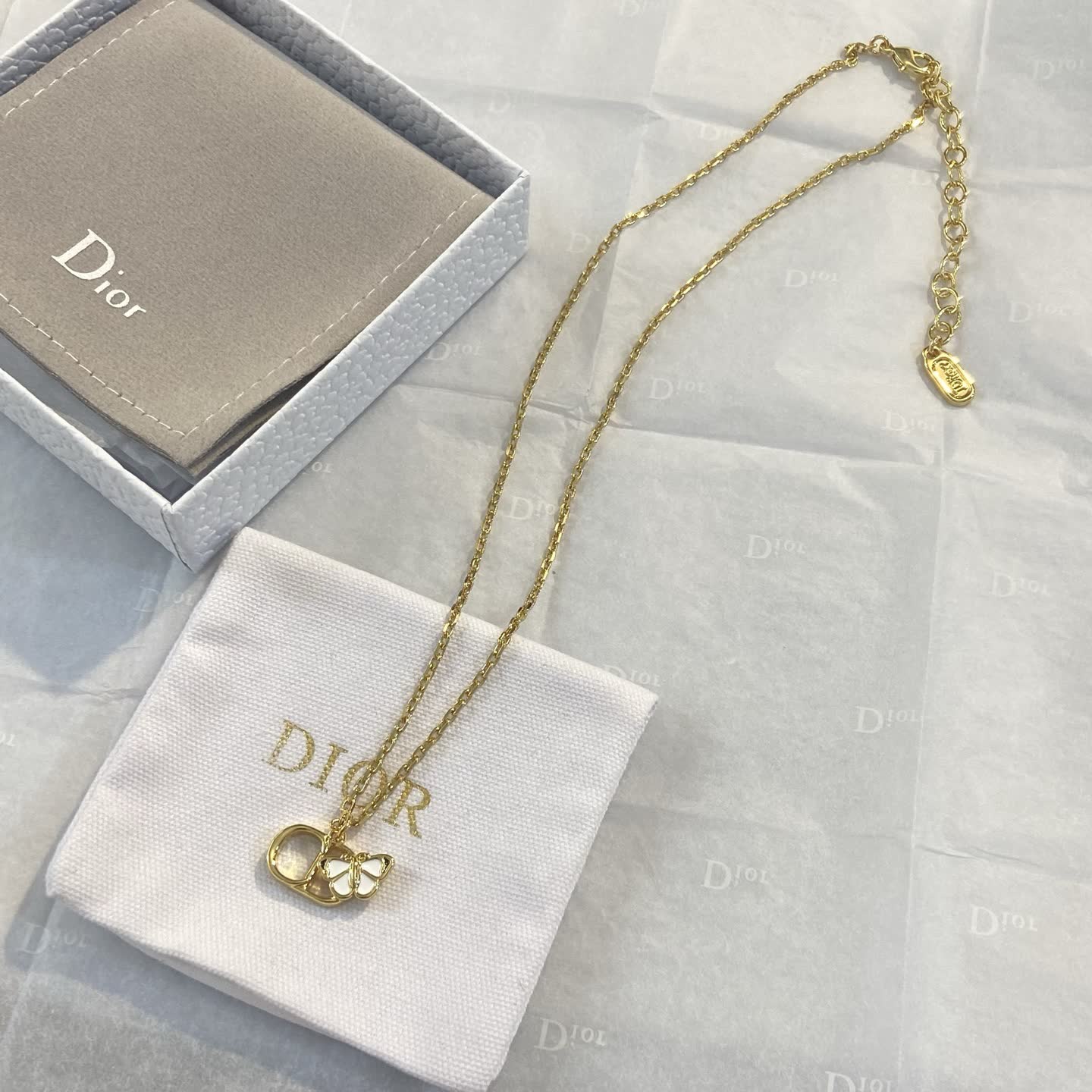 Dior Gold Tone Butterfly Necklace