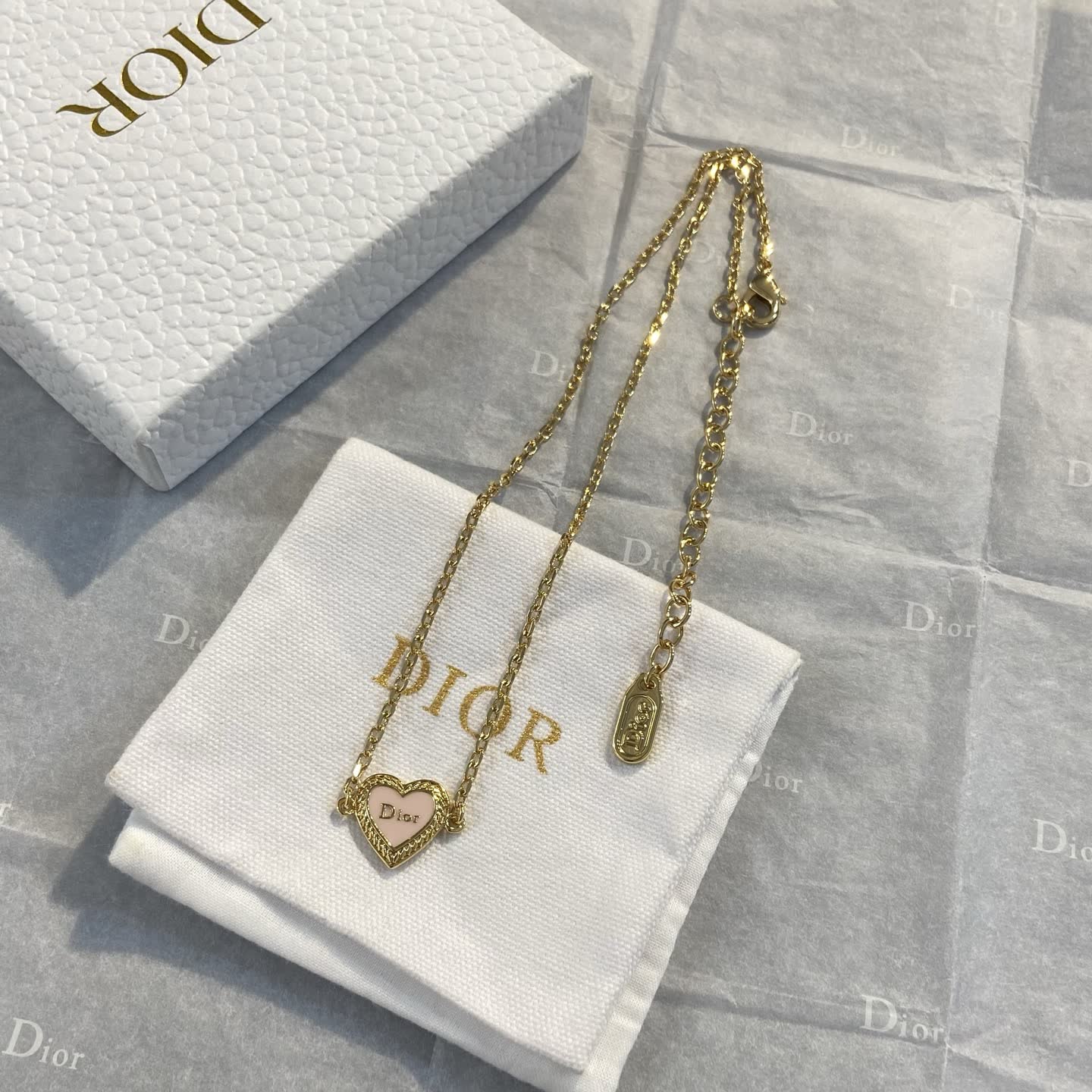 Dior Gold Heart Shaped Necklace Dior Gold Heart Shaped Necklace