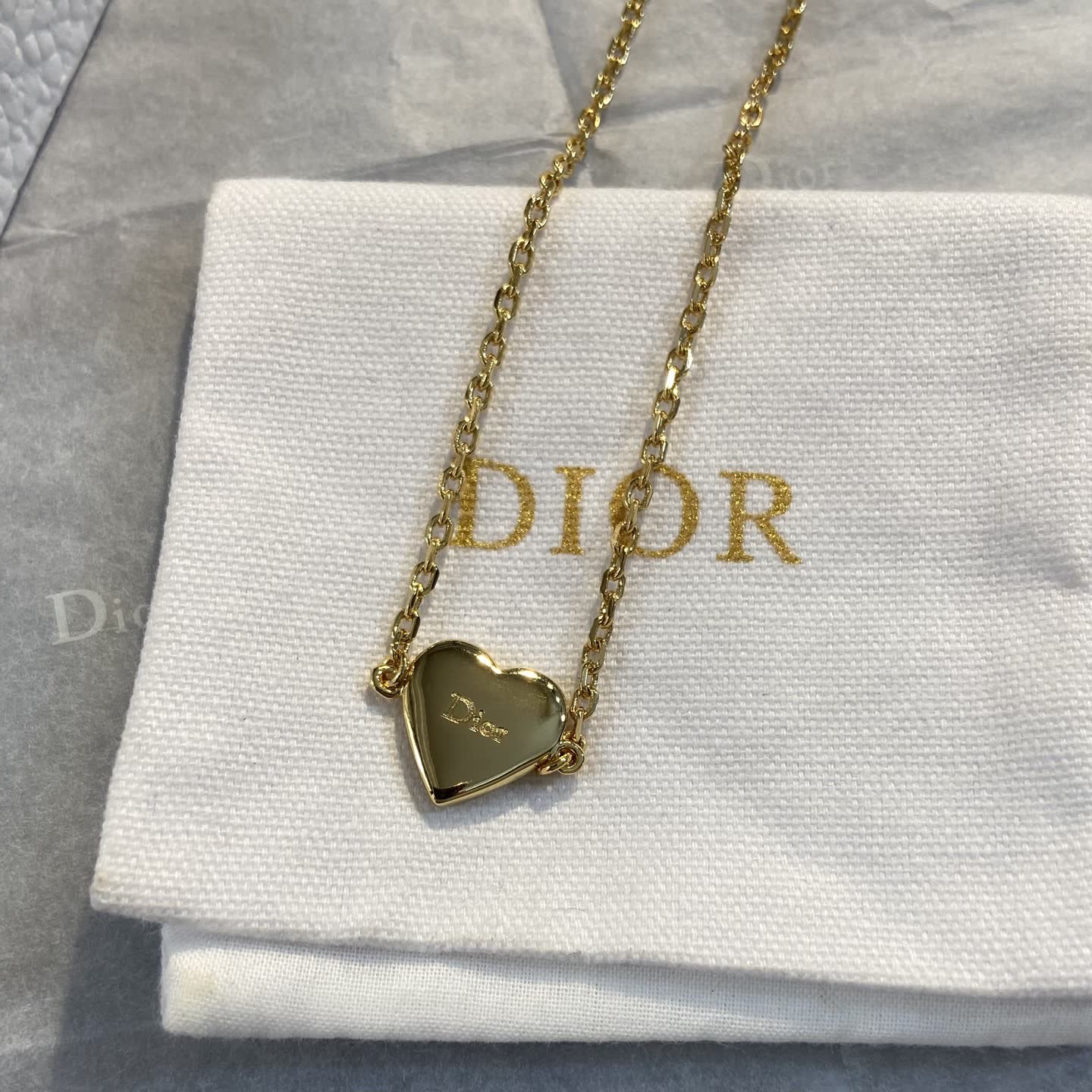 Dior Gold Heart Shaped Necklace