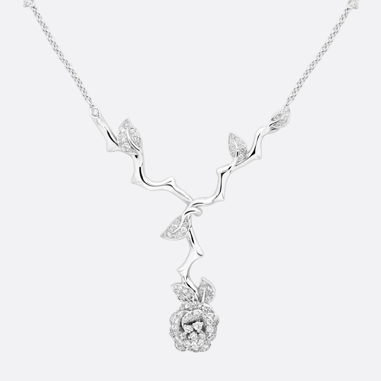 Dior Silver Rose Branch Necklace