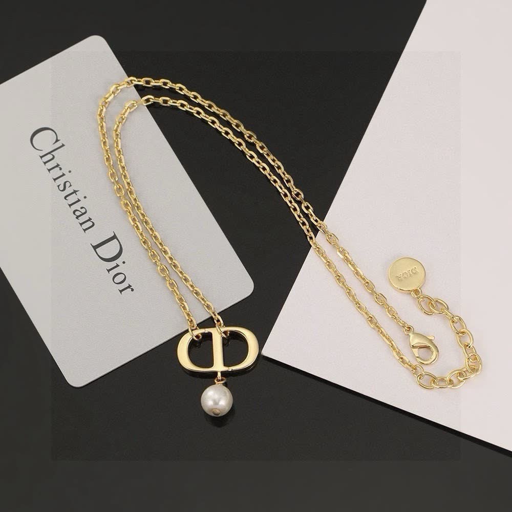 Dior Gold-tone Chain Necklace with Pearl