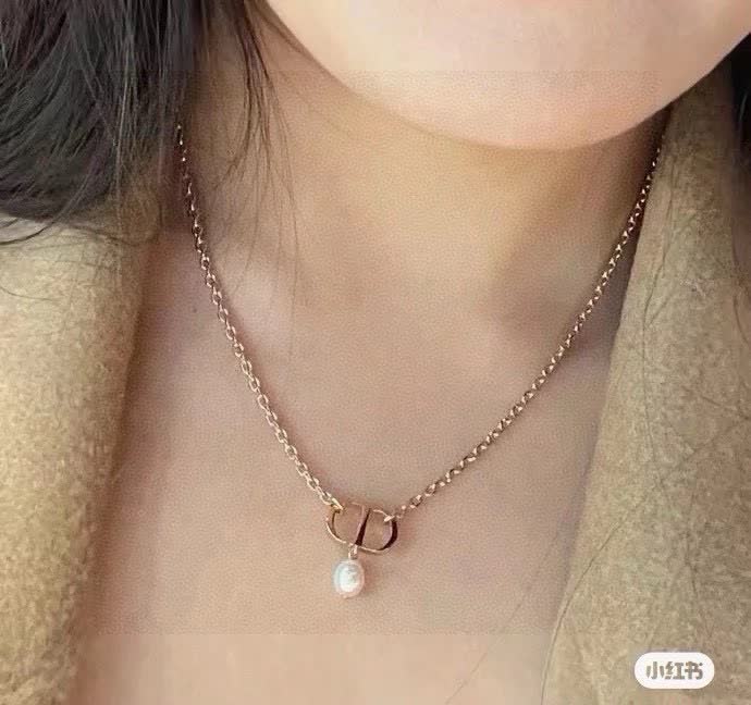 Dior Gold-tone Chain Necklace with Pearl
