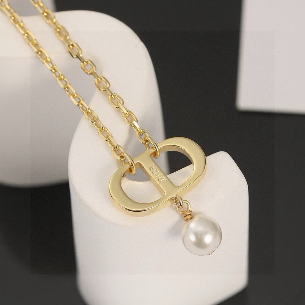 Dior Gold-tone Chain Necklace with Pearl