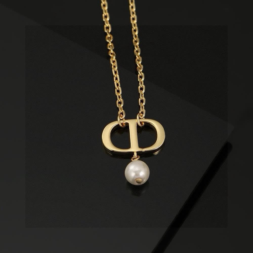 Dior Gold-tone Chain Necklace with Pearl