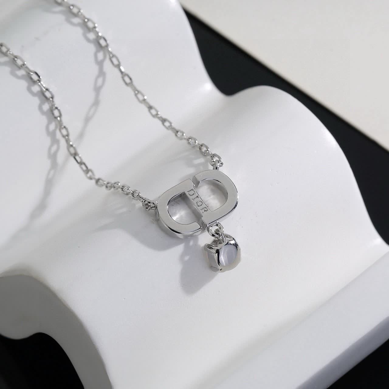 Christian Dior Silver 'CD' Crystal Necklace