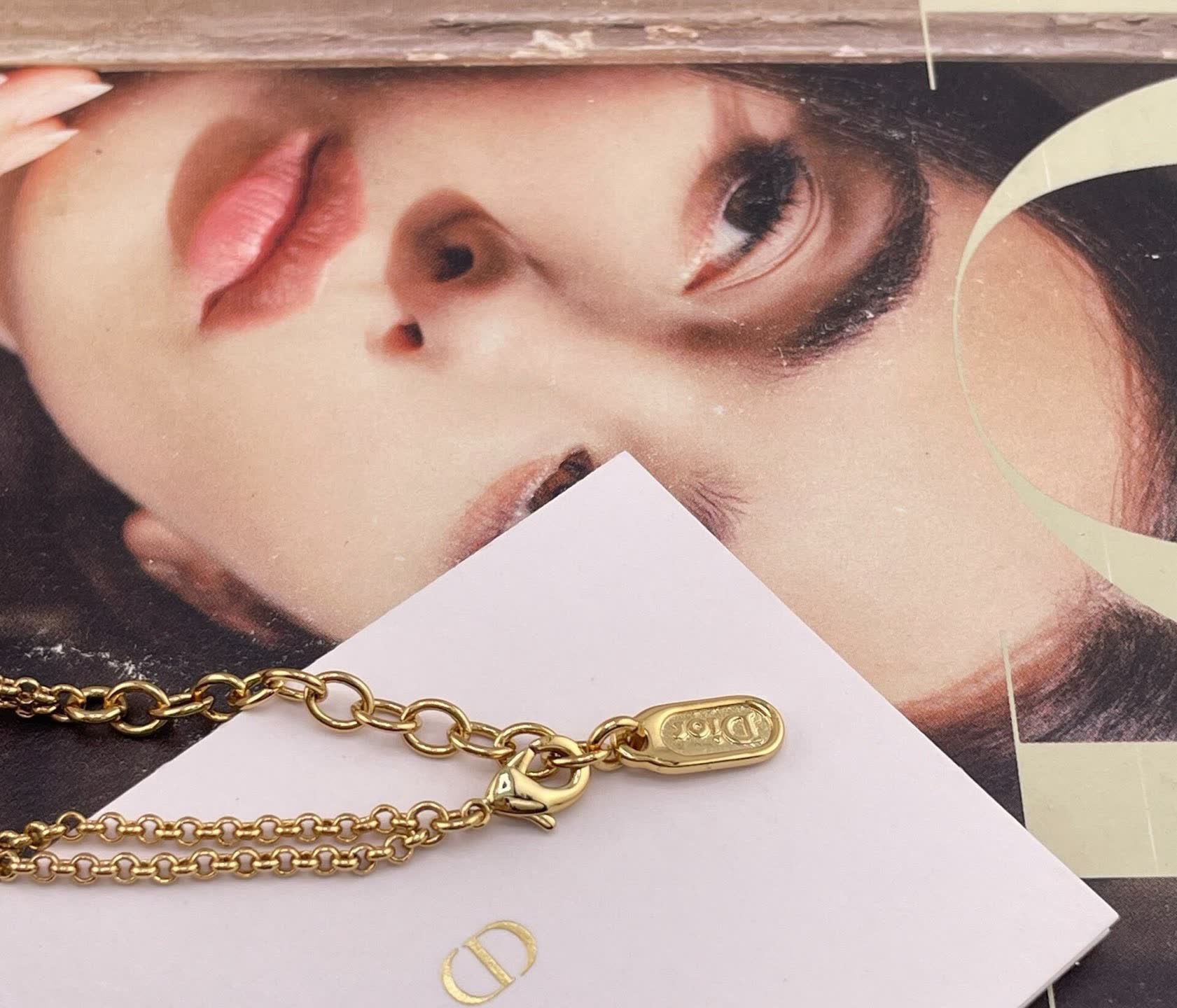 Dior Gold-Tone Chain Necklace with Pearls