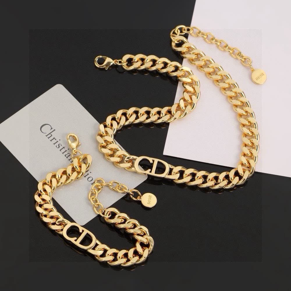 Christian Dior Necklace - Gold Chain with CD Logo Christian Dior Necklace - Gold Chain with CD Logo