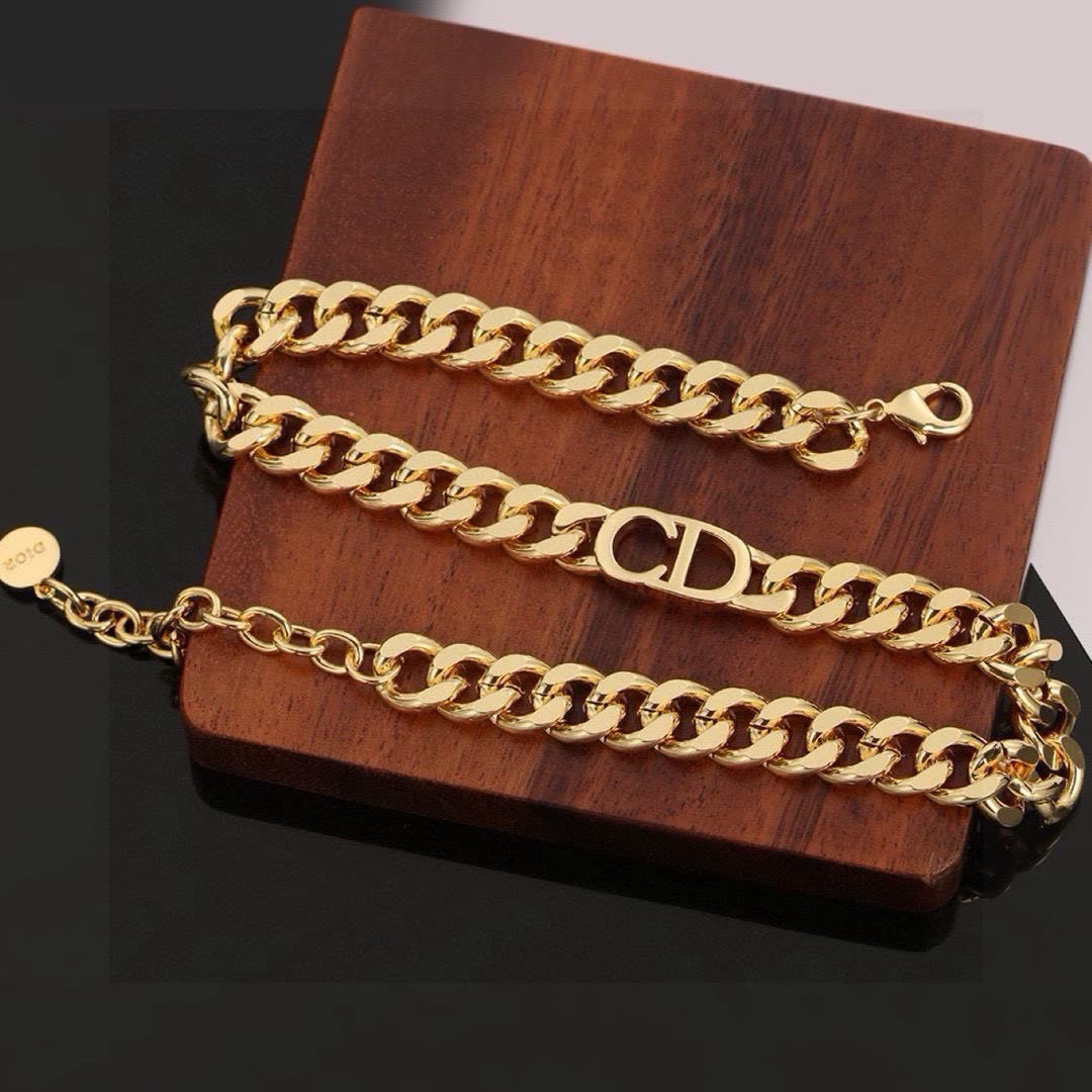 Christian Dior Necklace - Gold Chain with CD Logo