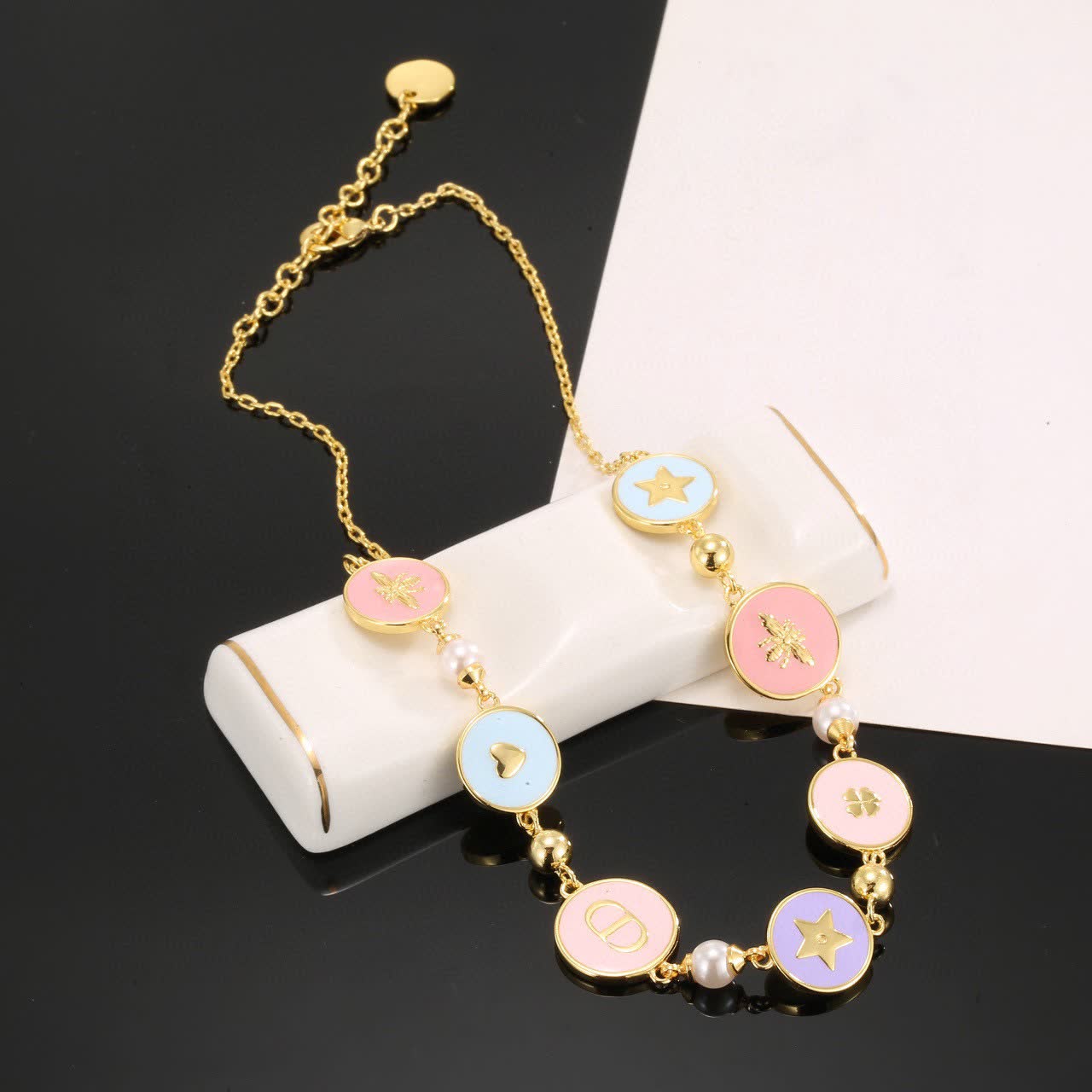 Dior Enamel and Pearl Necklace